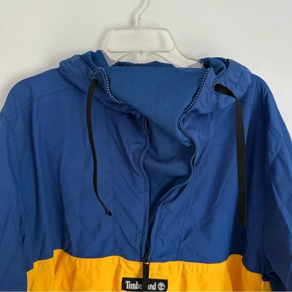 Timberland Windbreaker Anorak Blue Yellow Water Repellent XL pullover - Picture 4 of 8